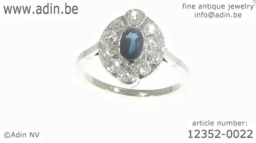 Belle Epoque Art Deco platinum sapphire and diamond engagement ring. (Adin reference: 12352-0022)