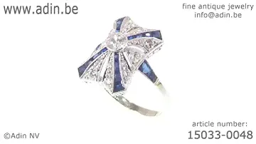 Art Deco Belle Epoque antique engagement ring diamonds and sapphires. (Adin reference: 15033-0048)