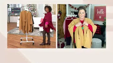 Jingle Belles by Kim Gravel Faux Fur Pom Pom Ruana on QVC