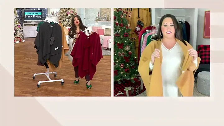Jingle Belles by Kim Gravel Faux Fur Pom Pom Ruana on QVC