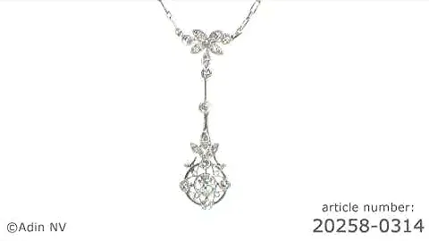 Art Deco Belle Epoque platinum diamond pendant on necklace. (Adin Nº 20258-0314)